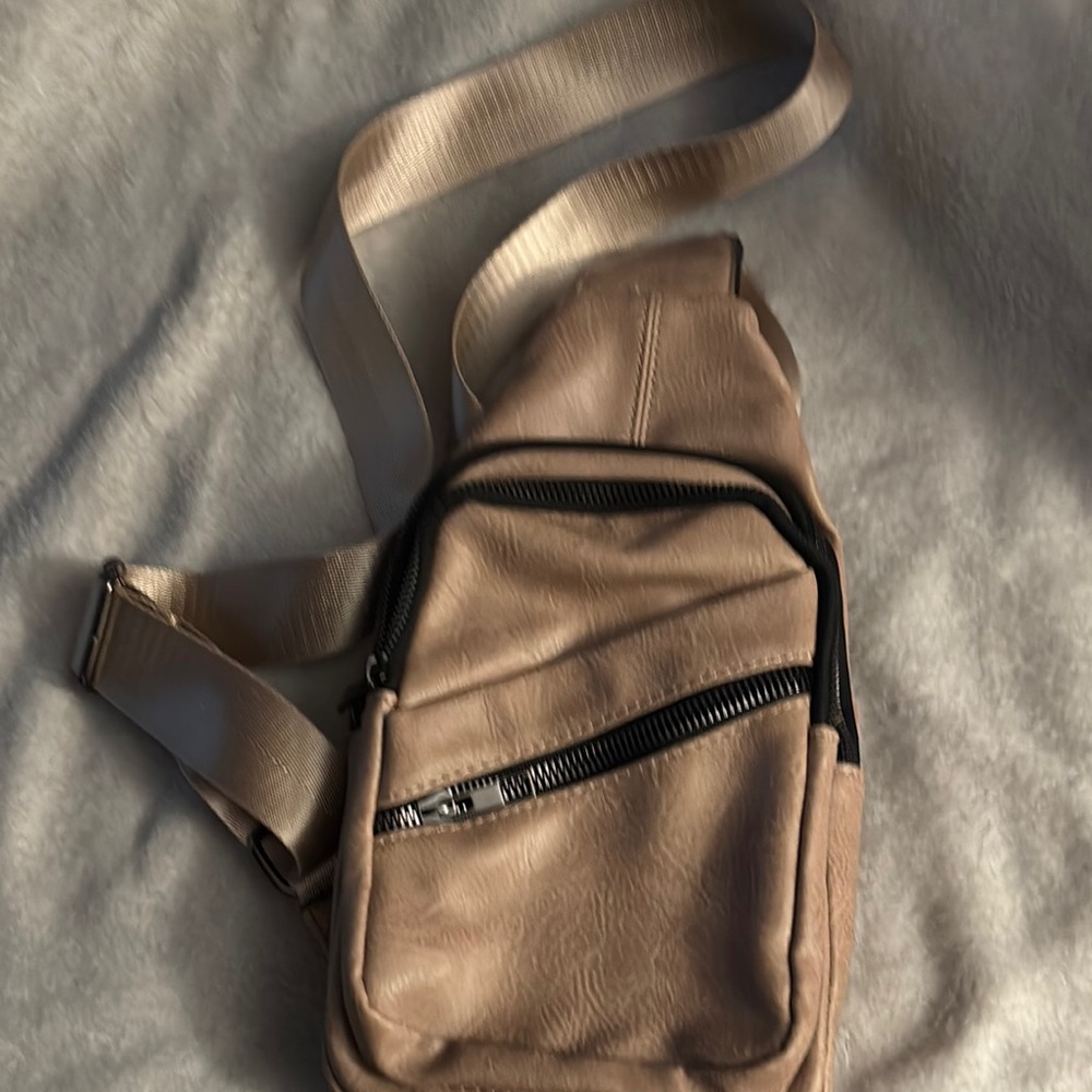 Tan Belt Bag with Adjustable Strap and Minimalist Design